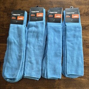 Four Pairs of New High Five Blue Athletic Socks Size Large ( 30 inch )